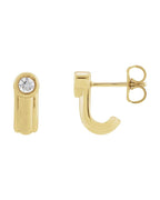 Brinco Meia Argola Solitário em Ouro 14k com Diamantes de Laboratório