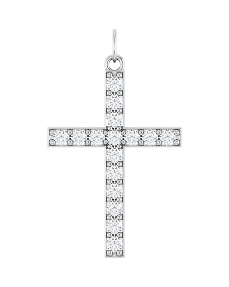Pingente Cruz Cravejado em Ouro 14k com Diamantes de Laboratório – Modelo 5