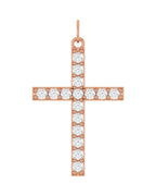 Pingente Cruz Cravejado em Ouro 14k com Diamantes de Laboratório – Modelo 5