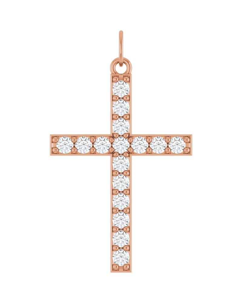 Pingente Cruz Cravejado em Ouro 14k com Diamantes de Laboratório – Modelo 5
