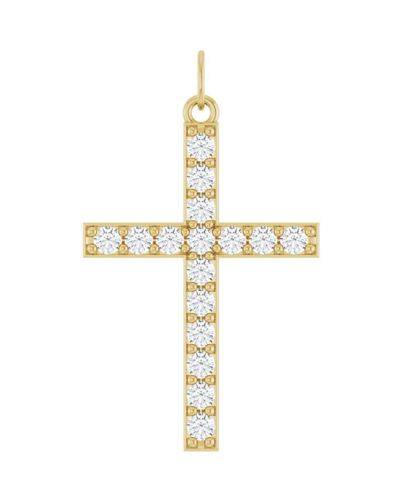 Pingente Cruz Cravejado em Ouro 14k com Diamantes de Laboratório – Modelo 5