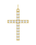 Pingente Cruz Cravejado em Ouro 14k com Diamantes de Laboratório – Modelo 5