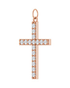 Pingente Cruz Cravejado em Ouro 14k com Diamantes de Laboratório – Modelo 5