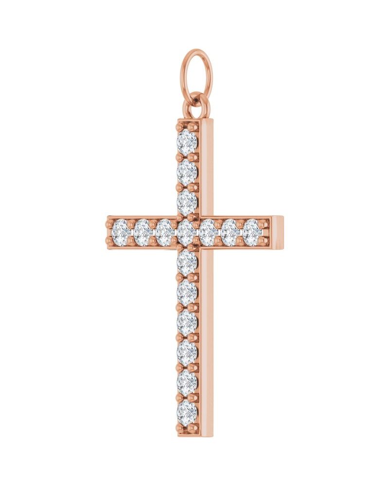 Pingente Cruz Cravejado em Ouro 14k com Diamantes de Laboratório – Modelo 5