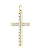 Pingente Cruz Cravejado em Ouro 14k com Diamantes de Laboratório – Modelo 5