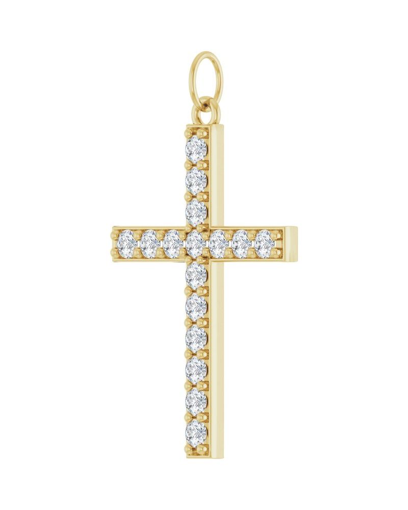Pingente Cruz Cravejado em Ouro 14k com Diamantes de Laboratório – Modelo 5