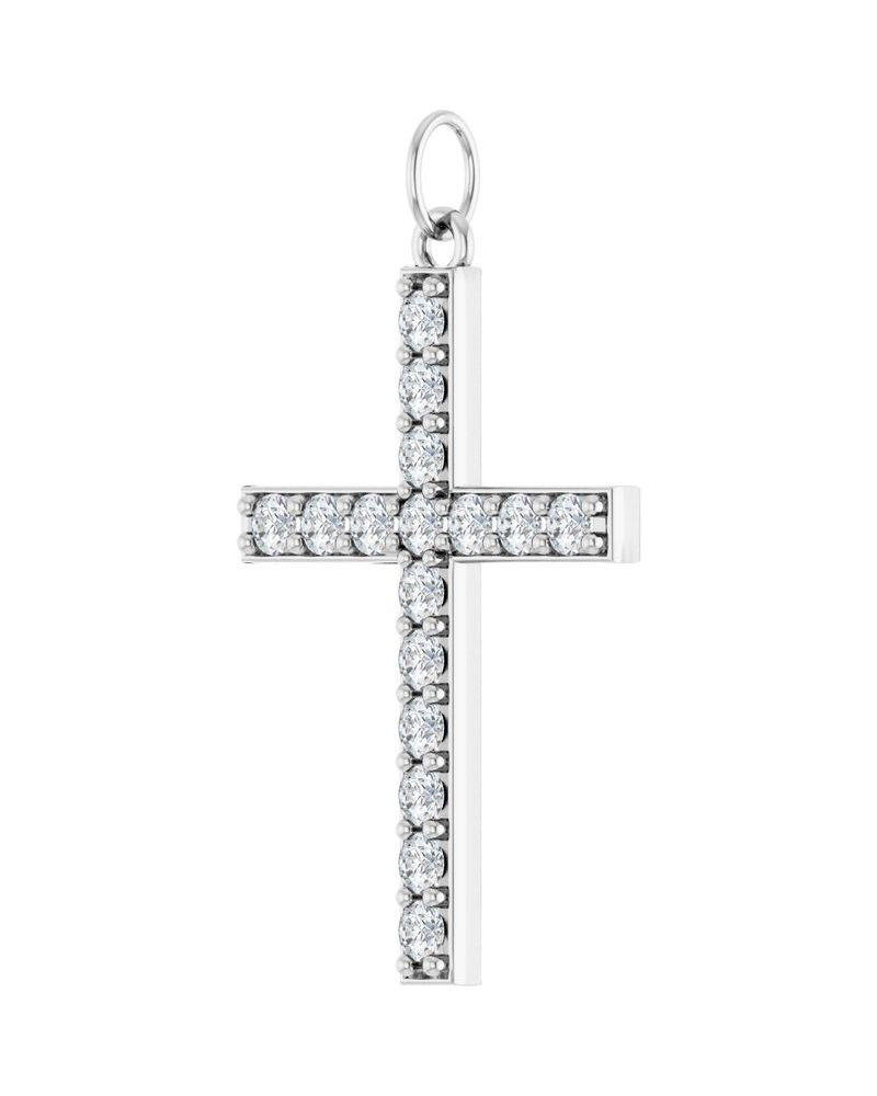 Pingente Cruz Cravejado em Ouro 14k com Diamantes de Laboratório – Modelo 5