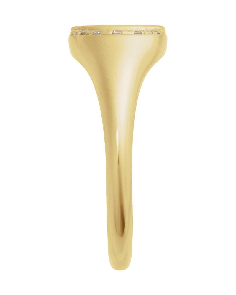 Anel Chevalier para Gravação Cravejado em Ouro 14k com Diamantes Naturais – Modelo 2