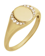 Anel Chevalier para Gravação Cravejado em Ouro 14k com Diamantes Naturais – Modelo 2