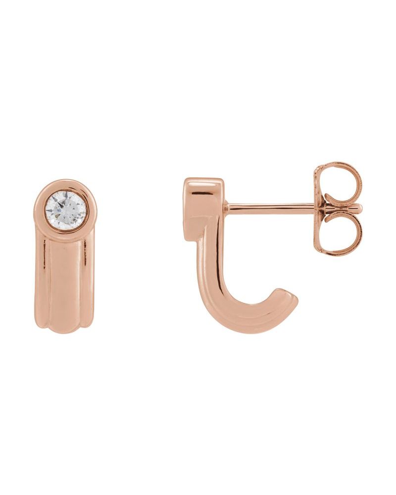 Brinco Meia Argola Solitário em Ouro 14k com Diamantes Naturais