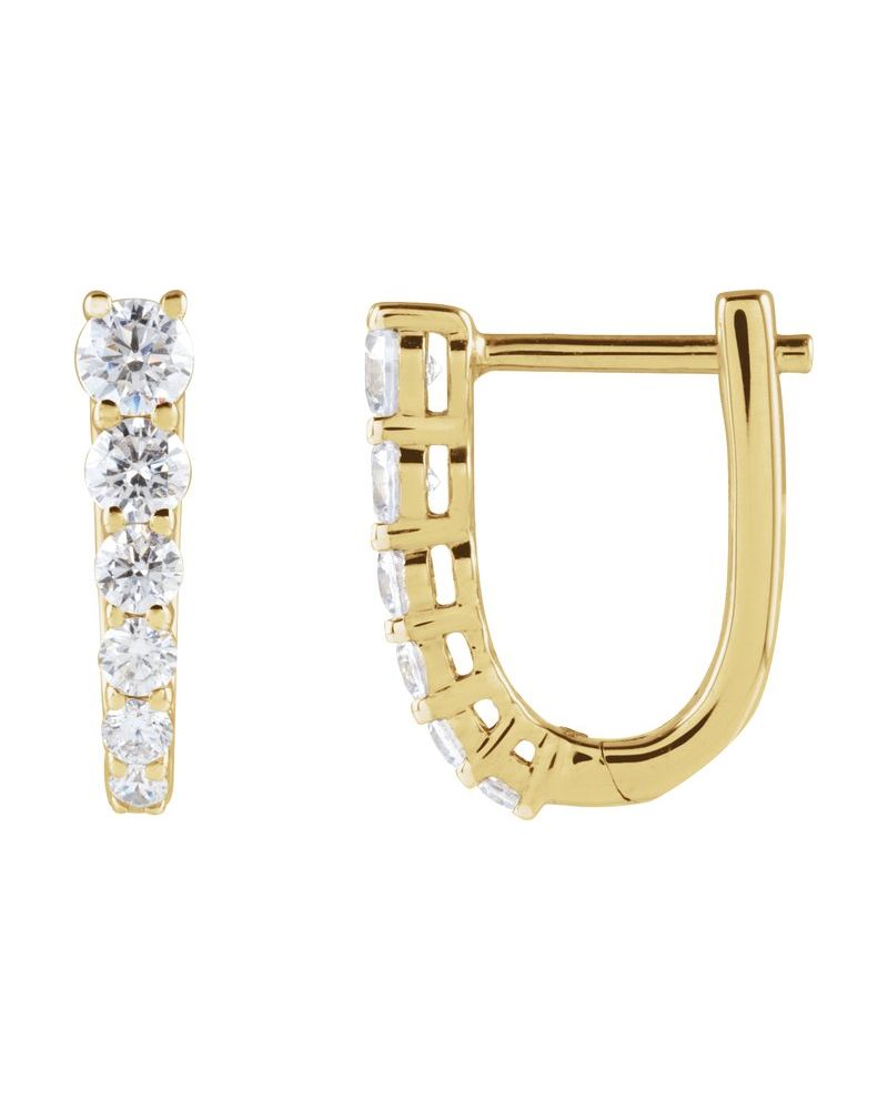 Brinco de Aro em U Cravejado em Ouro 14k com Diamantes de Laboratório – Modelo 3