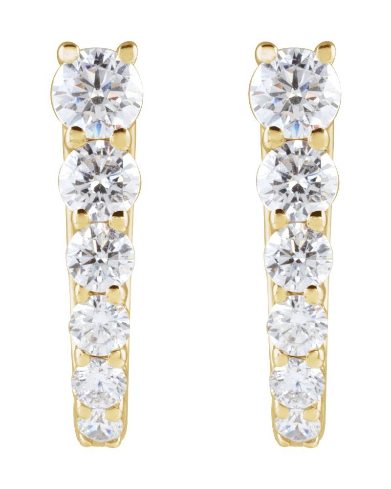 Brinco de Aro em U Cravejado em Ouro 14k com Diamantes de Laboratório – Modelo 3
