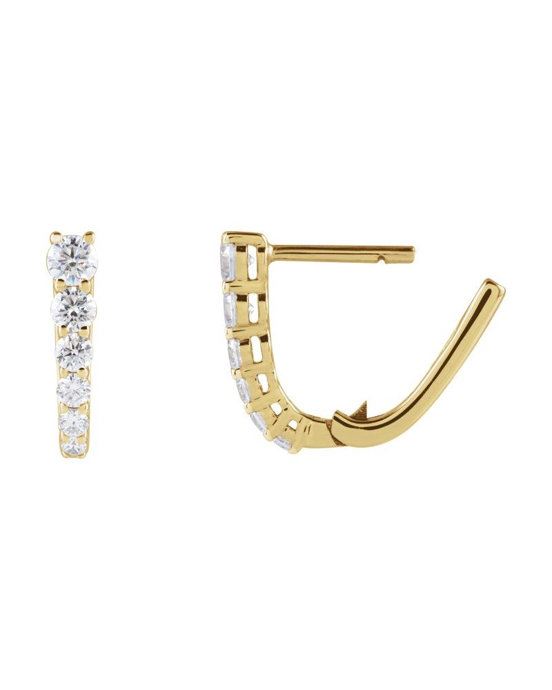 Brinco de Aro em U Cravejado em Ouro 14k com Diamantes de Laboratório – Modelo 3