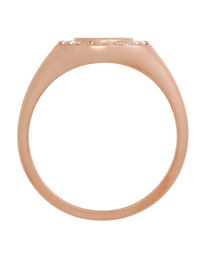 Anel Chevalier para Gravação Cravejado em Ouro 14k com Diamantes Naturais – Modelo 2