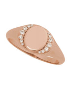 Anel Chevalier para Gravação Cravejado em Ouro 14k com Diamantes Naturais – Modelo 2