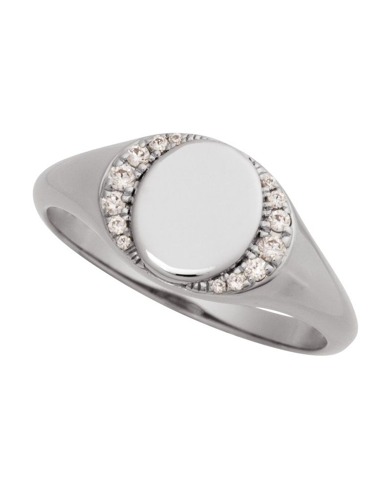 Anel Chevalier para Gravação Cravejado em Ouro 14k com Diamantes Naturais – Modelo 2