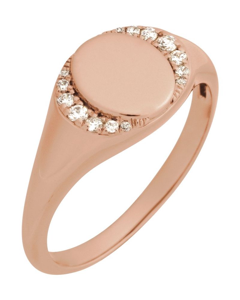 Anel Chevalier para Gravação Cravejado em Ouro 14k com Diamantes Naturais – Modelo 2