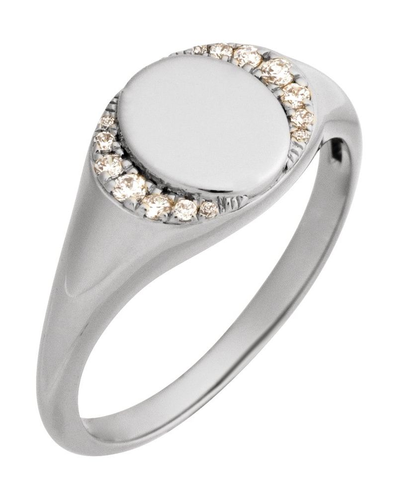 Anel Chevalier para Gravação Cravejado em Ouro 14k com Diamantes Naturais – Modelo 2