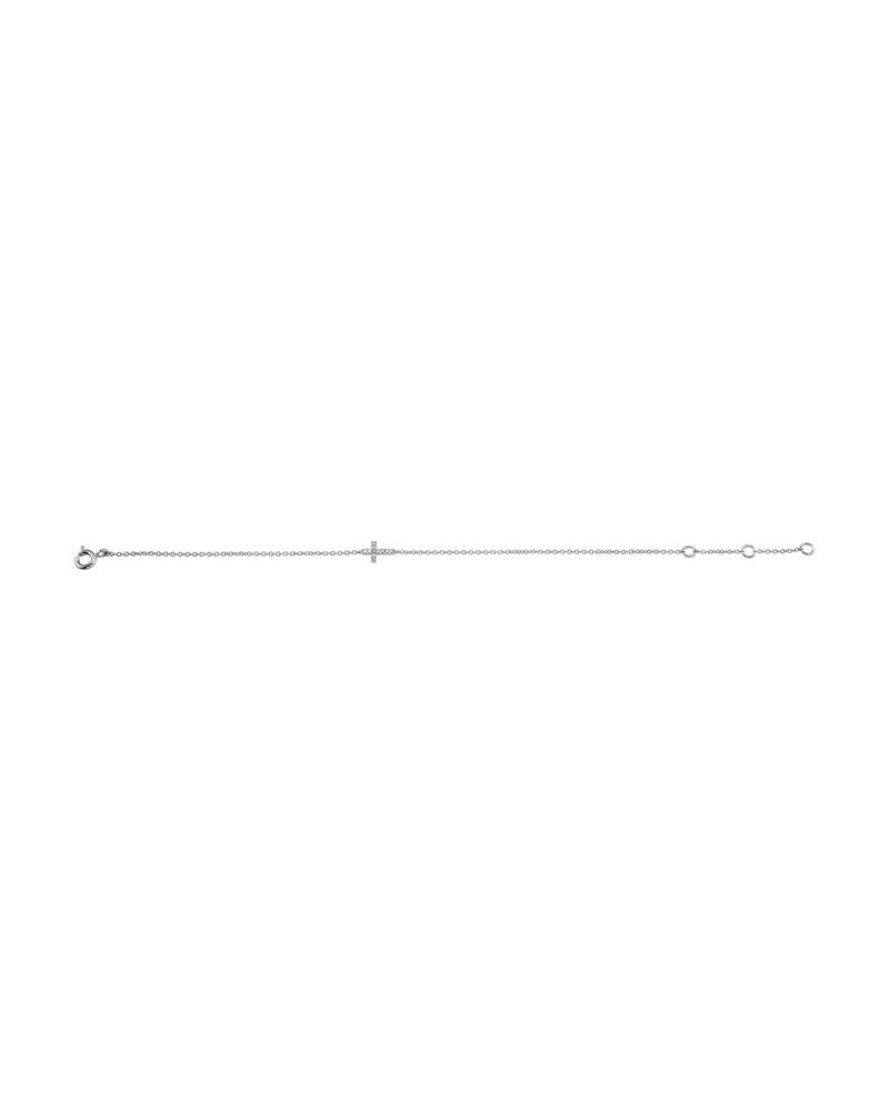 Pulseira Cruz Horizontal Infantil em Ouro 14k com Diamantes Naturais