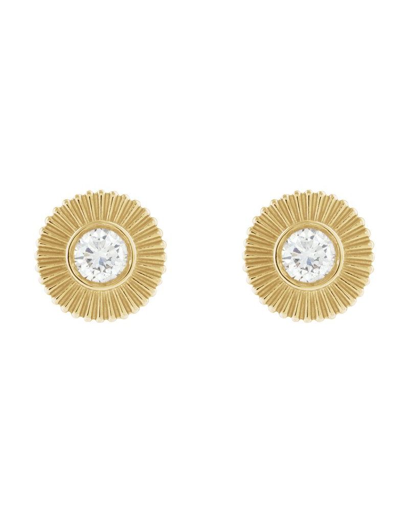 Brinco Ponto de Luz Explosão Estelar Cravejado em Ouro 14k com Diamantes de Laboratório
