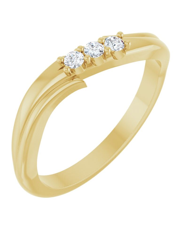 Anel Três Pedras Empilhável em Ouro 14k com Diamantes de Laboratório
