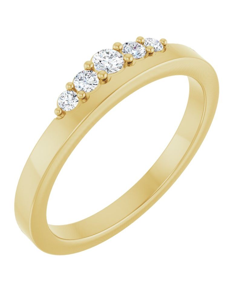 Anel Empilhável em Ouro 14k com Diamantes de Laboratório – Modelo 2