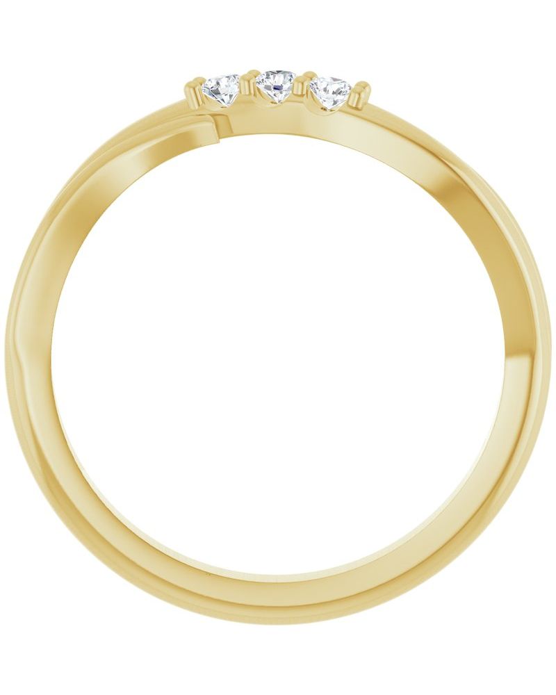 Anel Três Pedras Empilhável em Ouro 14k com Diamantes de Laboratório