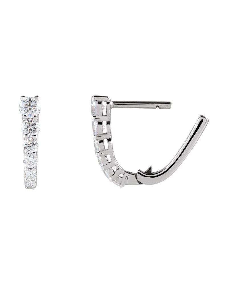 Brinco de Aro em U Cravejado em Ouro 14k com Diamantes de Laboratório – Modelo 3
