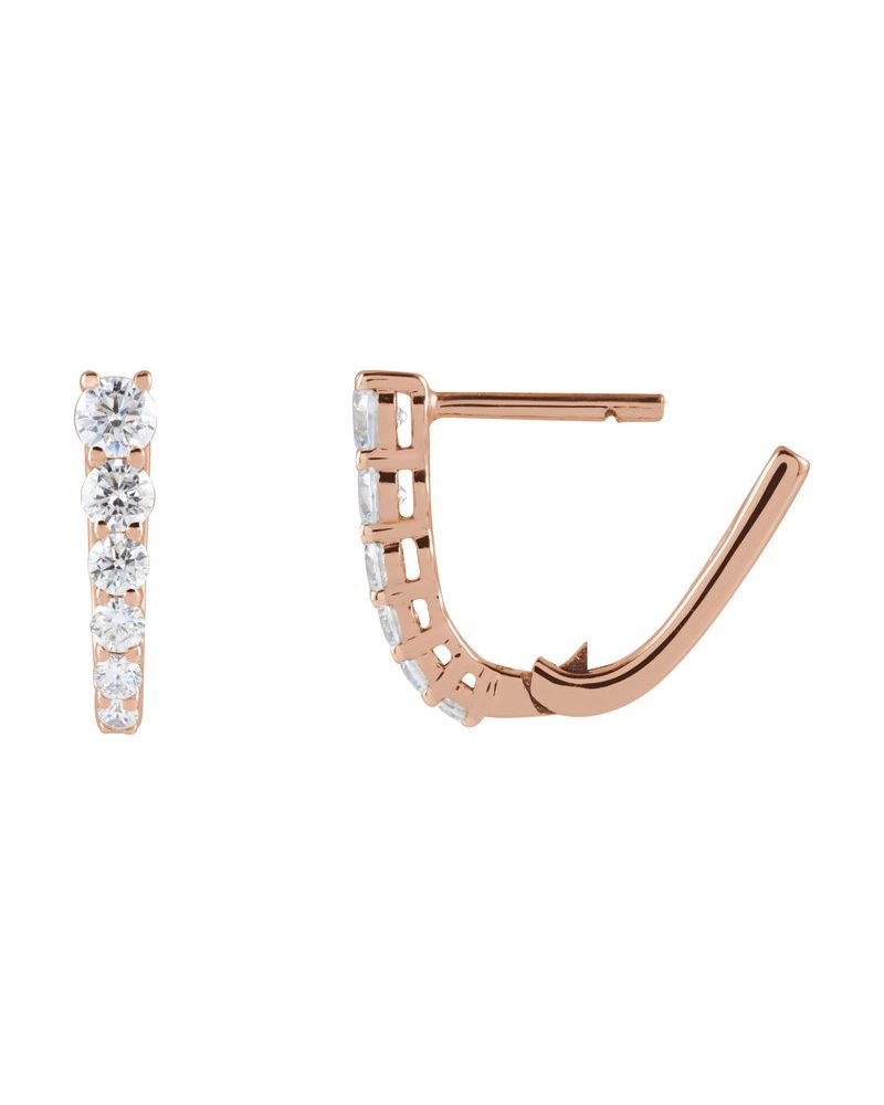 Brinco de Aro em U Cravejado em Ouro 14k com Diamantes de Laboratório – Modelo 3