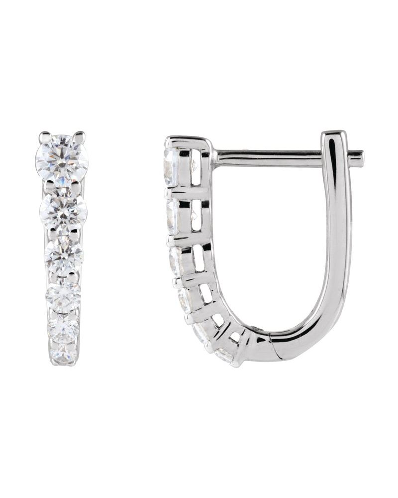 Brinco de Aro em U Cravejado em Ouro 14k com Diamantes de Laboratório – Modelo 3