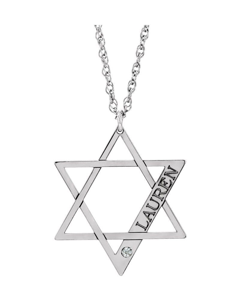 Colar Personalizado Estrela de Davi Cravejado em Ouro 14k com Diamantes Naturais