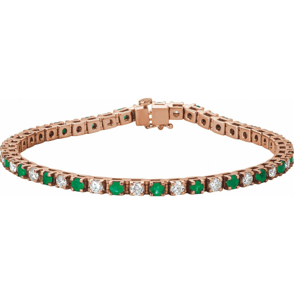 Pulseira riviera esmeralda – Ouro Rosé 14k