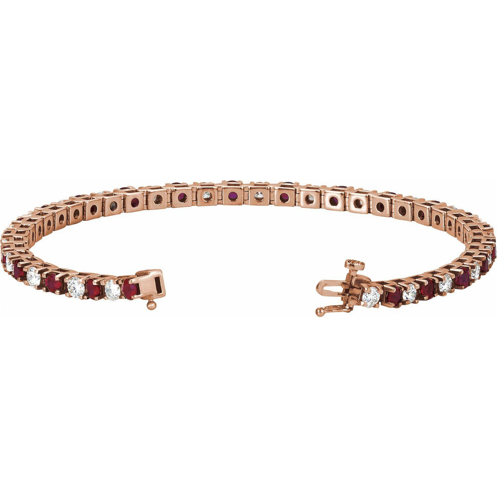 Pulseira riviera rubi – Ouro Rosé 14k