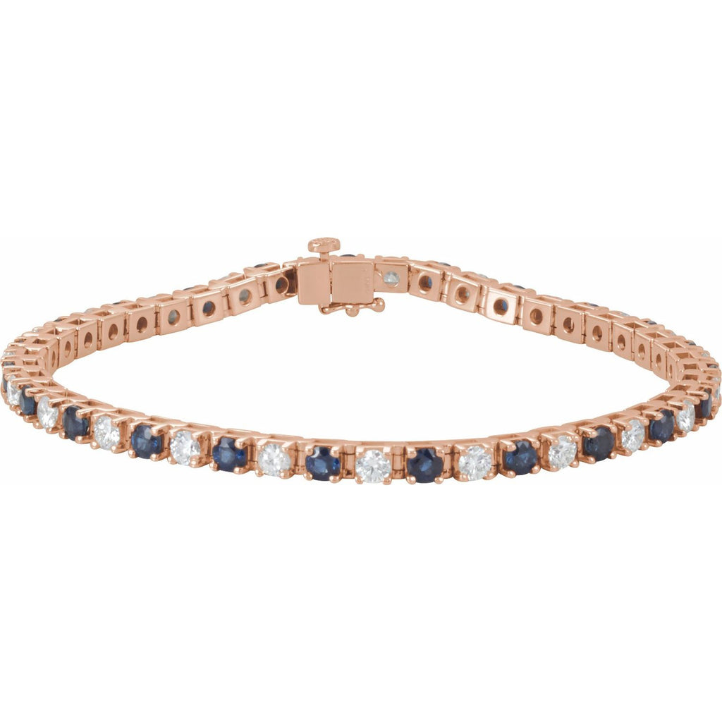Pulseira riviera safira – Ouro Rosé 14k