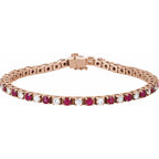 Pulseira riviera rubi – Ouro Rosé 14k