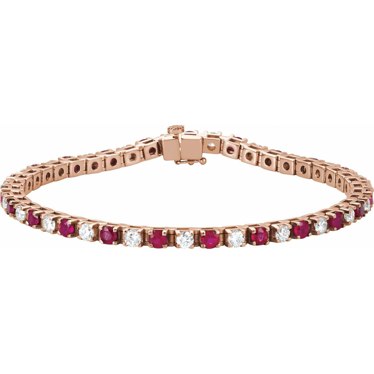 Pulseira riviera rubi – Ouro Rosé 14k