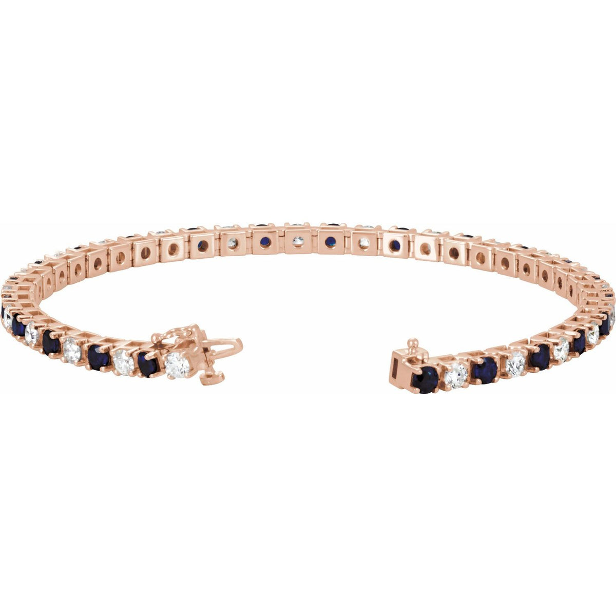 Pulseira riviera safira – Ouro Rosé 14k