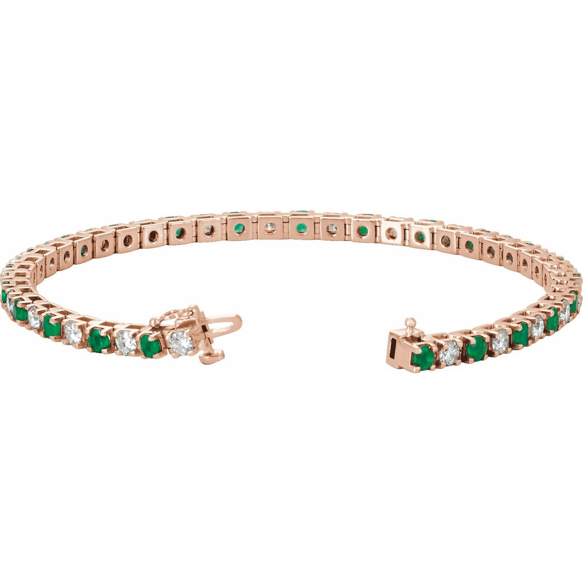 Pulseira riviera esmeralda – Ouro Rosé 14k