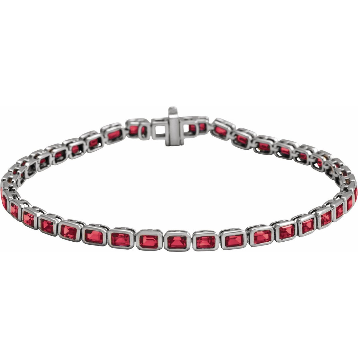Pulseira riviera rubi – Ouro Branco 14k