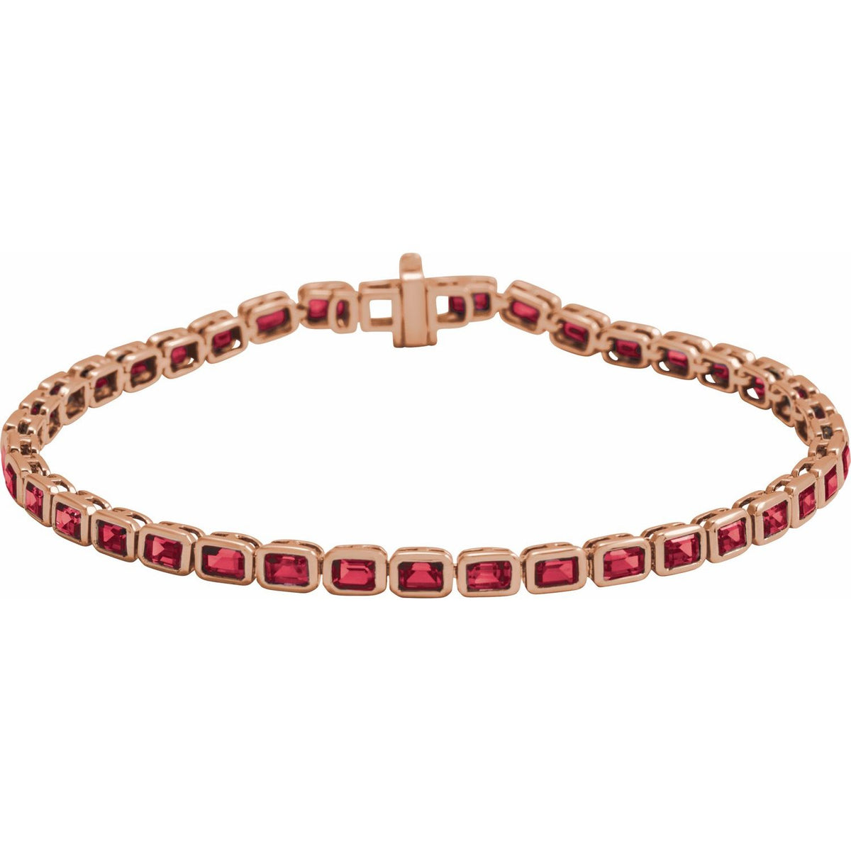 Pulseira riviera rubi – Ouro Rosé 14k