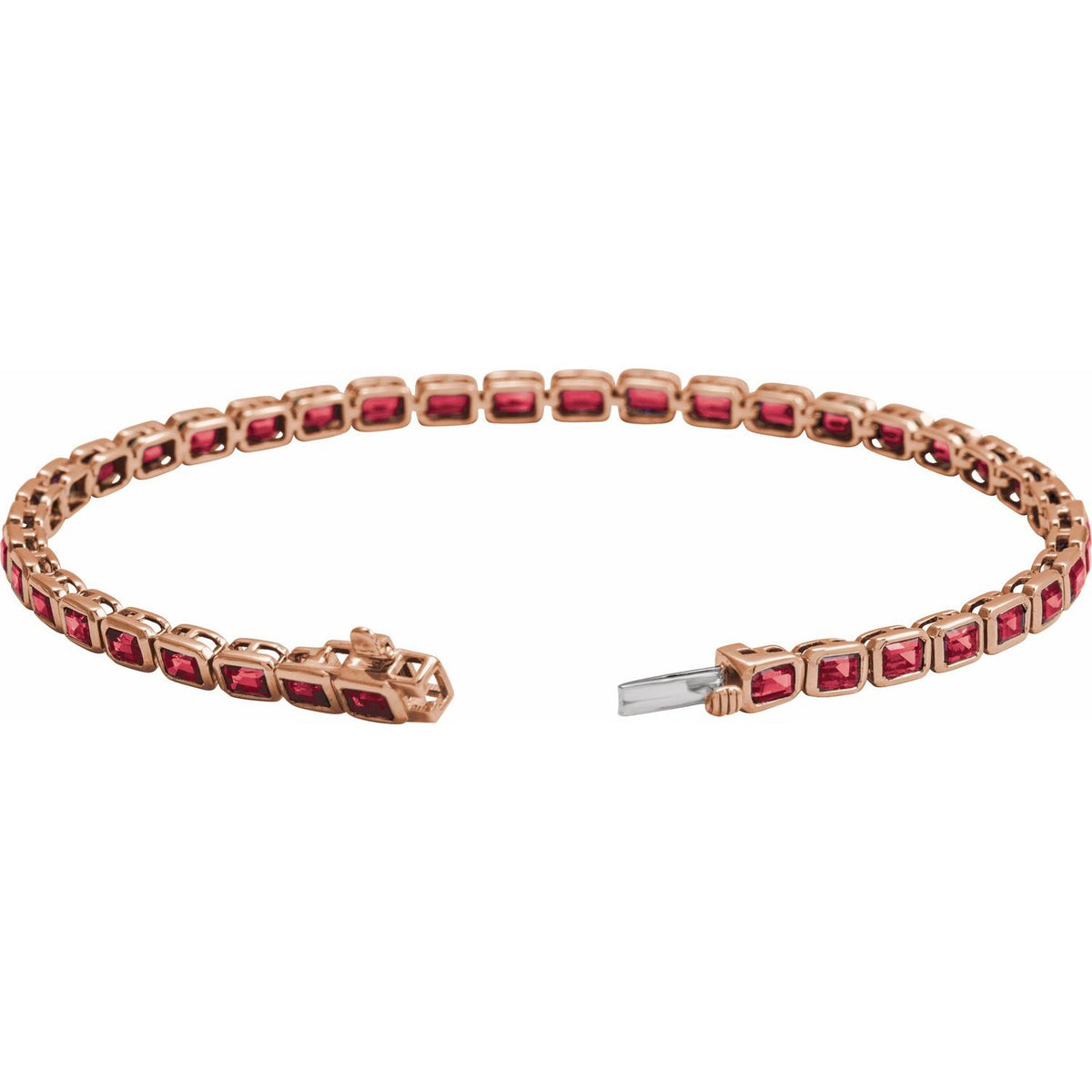 Pulseira riviera rubi – Ouro Rosé 14k