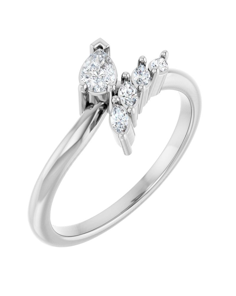 Anel Bypass Cravejado em Ouro 14k com Diamantes Naturais – Modelo 5