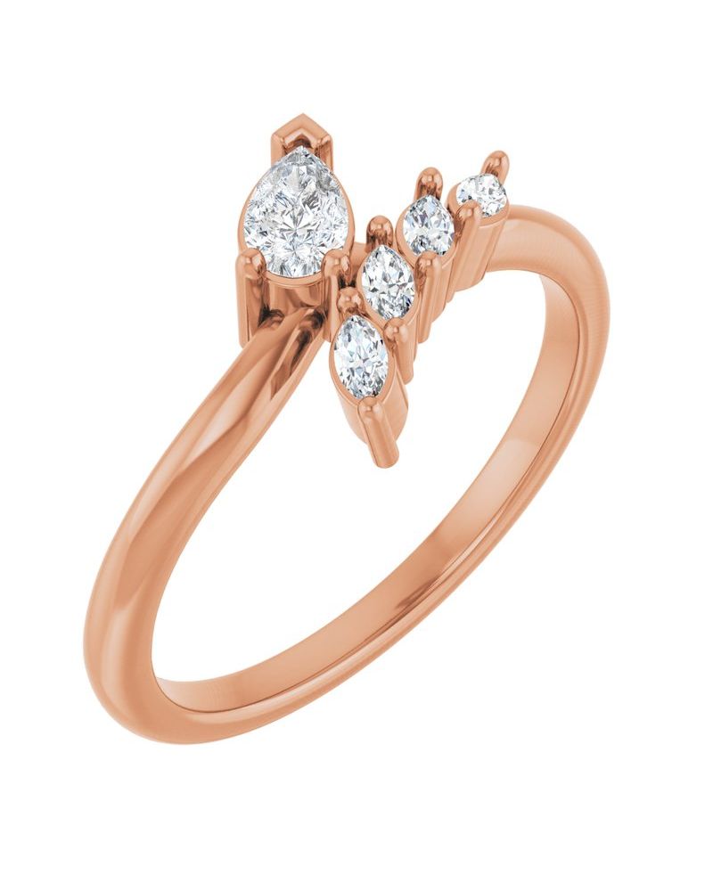 Anel Bypass Cravejado em Ouro 14k com Diamantes de Laboratório – Modelo 4