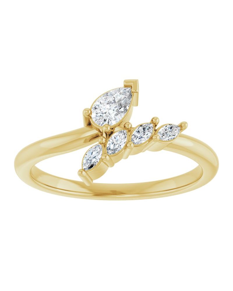 Anel Bypass Cravejado em Ouro 14k com Diamantes de Laboratório – Modelo 4
