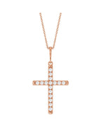 Colar Cruz com Cravação Francesa em Ouro 14k com Diamantes de Laboratório – Modelo 2