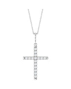 Colar Cruz com Cravação Francesa em Ouro 14k com Diamantes de Laboratório – Modelo 2