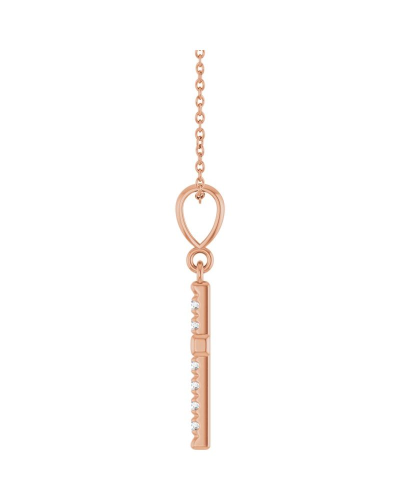 Colar Cruz com Cravação Francesa em Ouro 14k com Diamantes de Laboratório – Modelo 2