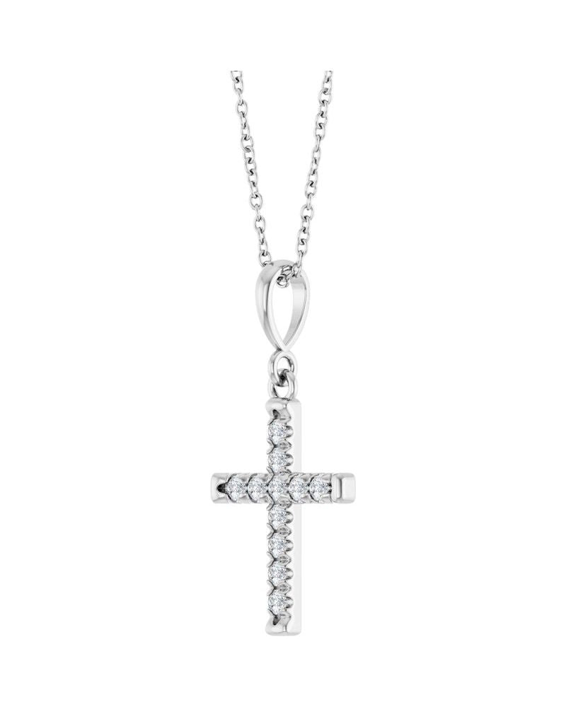 Colar Cruz com Cravação Francesa em Ouro 14k com Diamantes de Laboratório – Modelo 2
