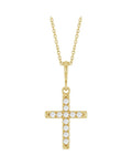 Colar Cruz com Cravação Francesa em Ouro 14k com Diamantes de Laboratório – Modelo 2