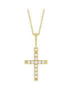 Colar Cruz com Cravação Francesa em Ouro 14k com Diamantes de Laboratório – Modelo 2